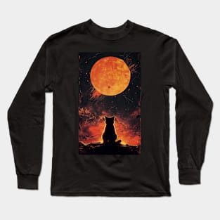 70s Sci-Fi Artwork Cat Long Sleeve T-Shirt